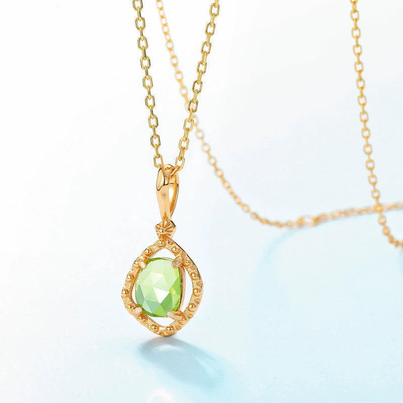 Theodora - Irregular Cut Green Peridot Unique Necklace