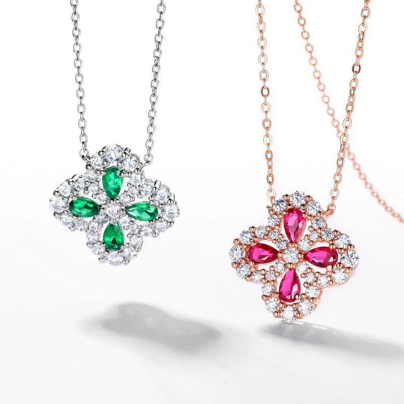Arabella Pear Cut Ruby Nature Necklace
