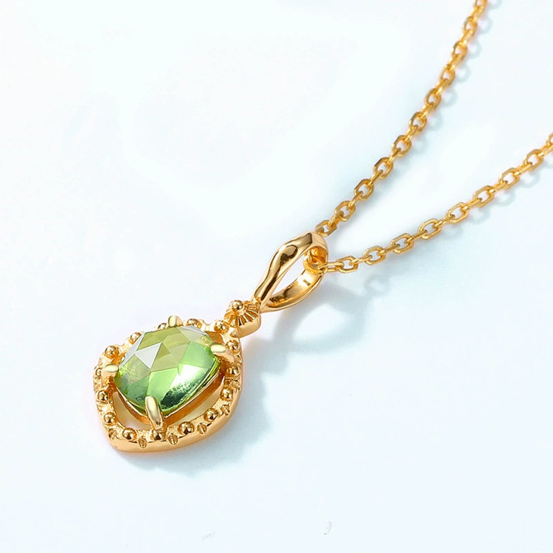 Theodora - Irregular Cut Green Peridot Unique Necklace