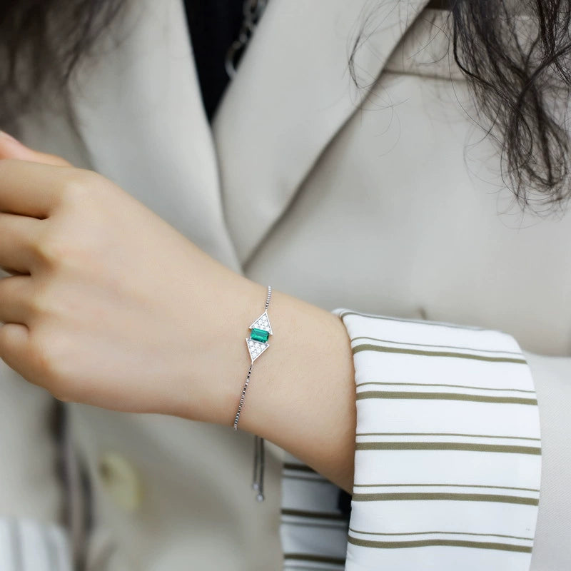 "Melora" - Emerald Cut Emerald Classic Bracelet