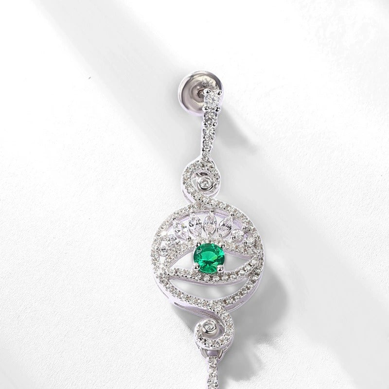 Round Cut Green Zircon Unique Devil's Eye Drop Earrings