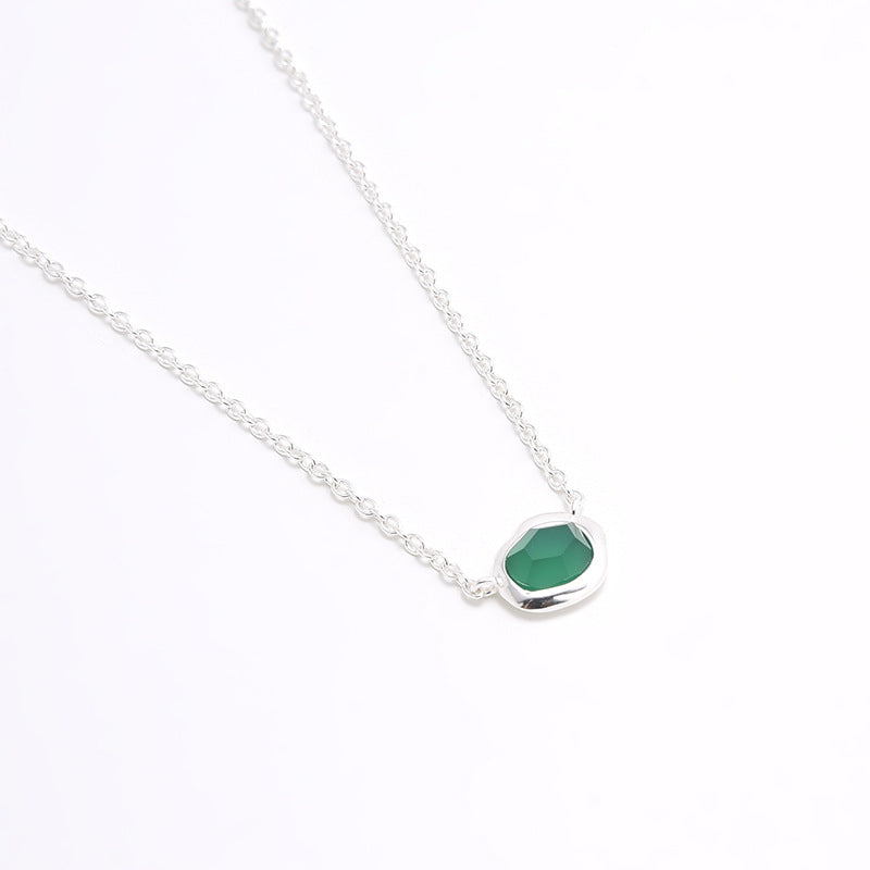 Elysian - Green Agate Minimalist Classic Necklace