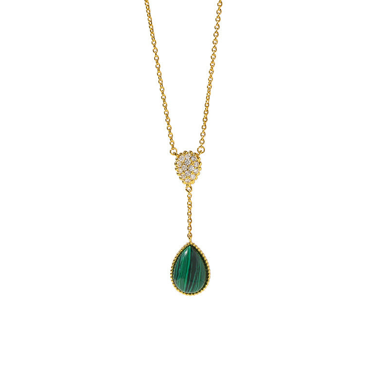 Malachitea- Pear Cut Malachite Classic Necklace