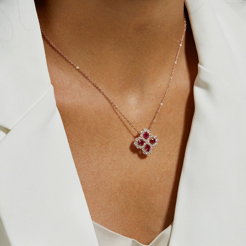 Arabella Pear Cut Ruby Nature Necklace