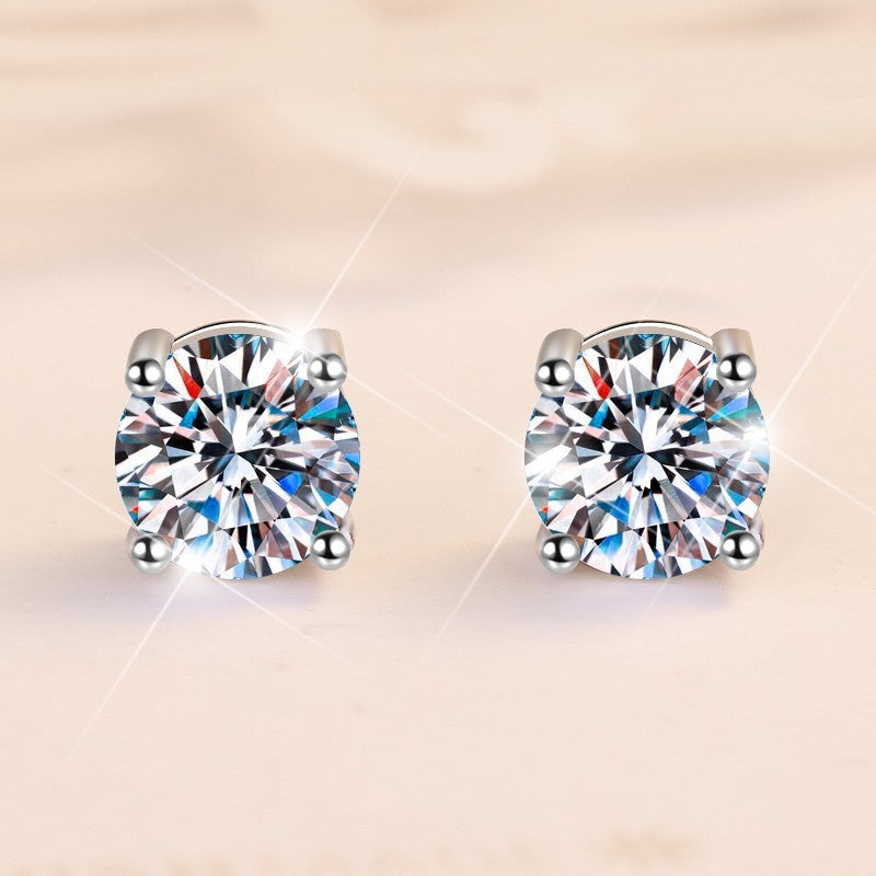 Round Cut Moissanite Classic Solitaire Stud Earrings