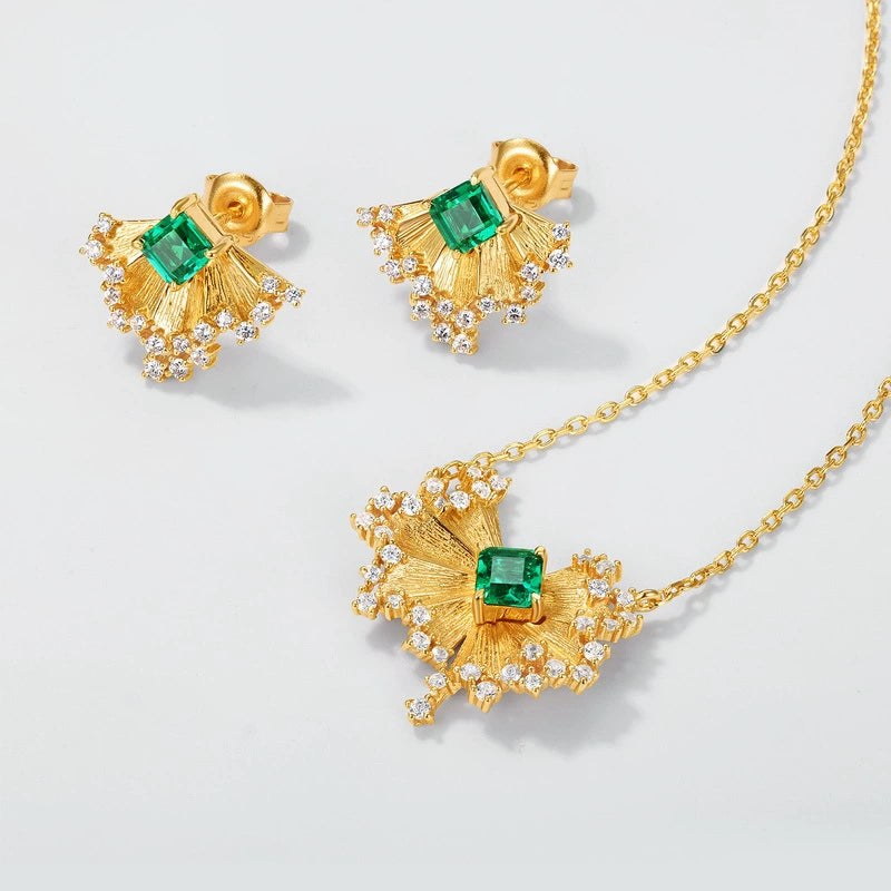 Leonard-Princess Cut Emerald Unique Necklace
