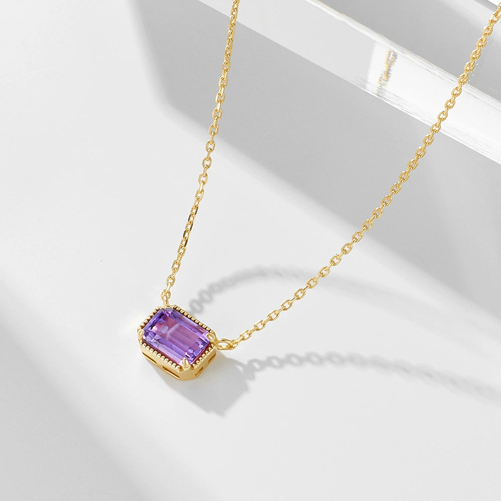 Mirielle Emerald Cut Amethyst Classic Necklace