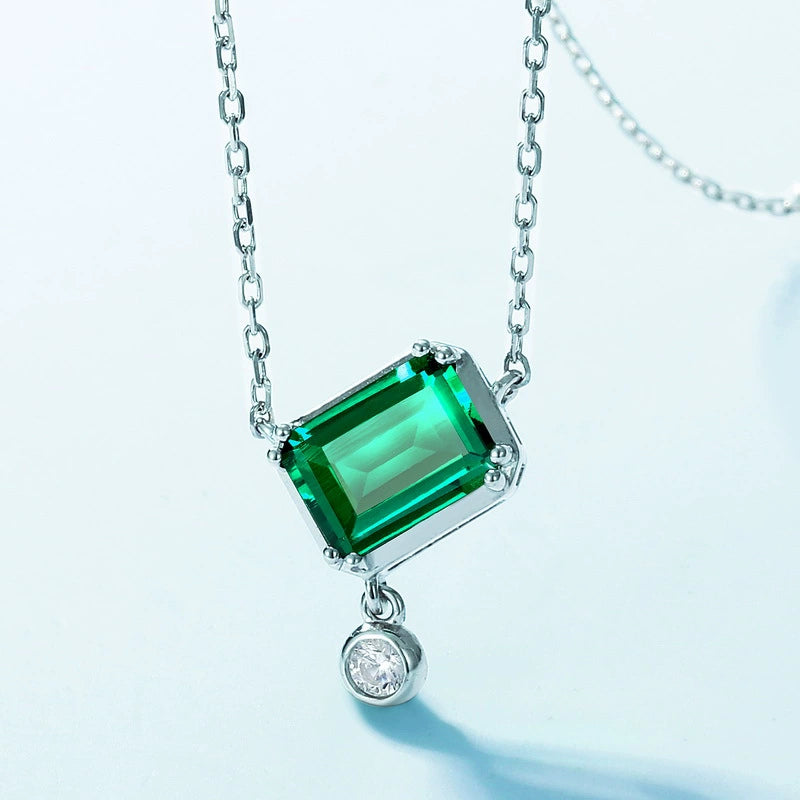 Edith-Emerald Cut Emerald Classic Necklace