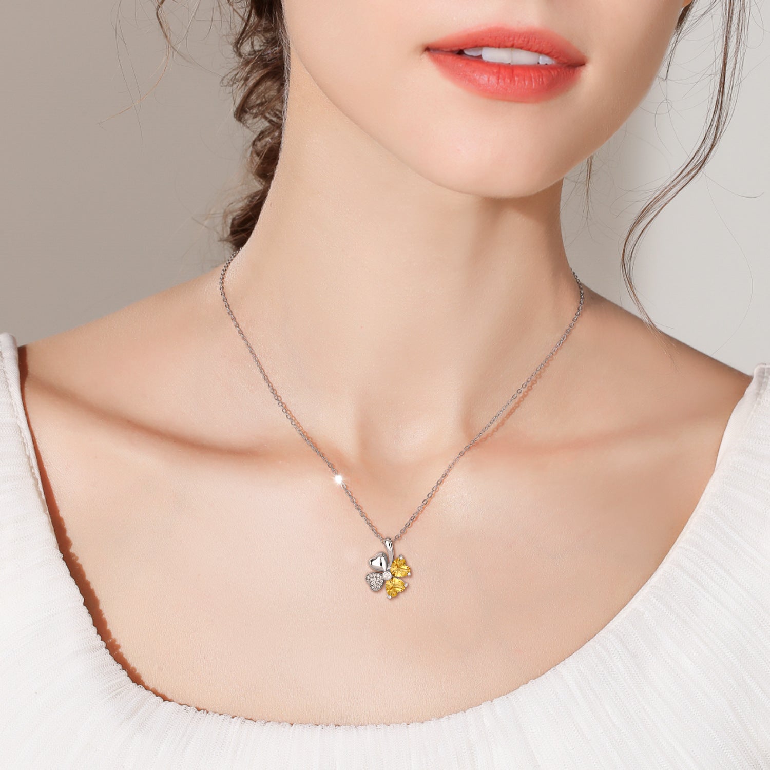Gideon - Heart Cut Shape Citrine Unique Necklace