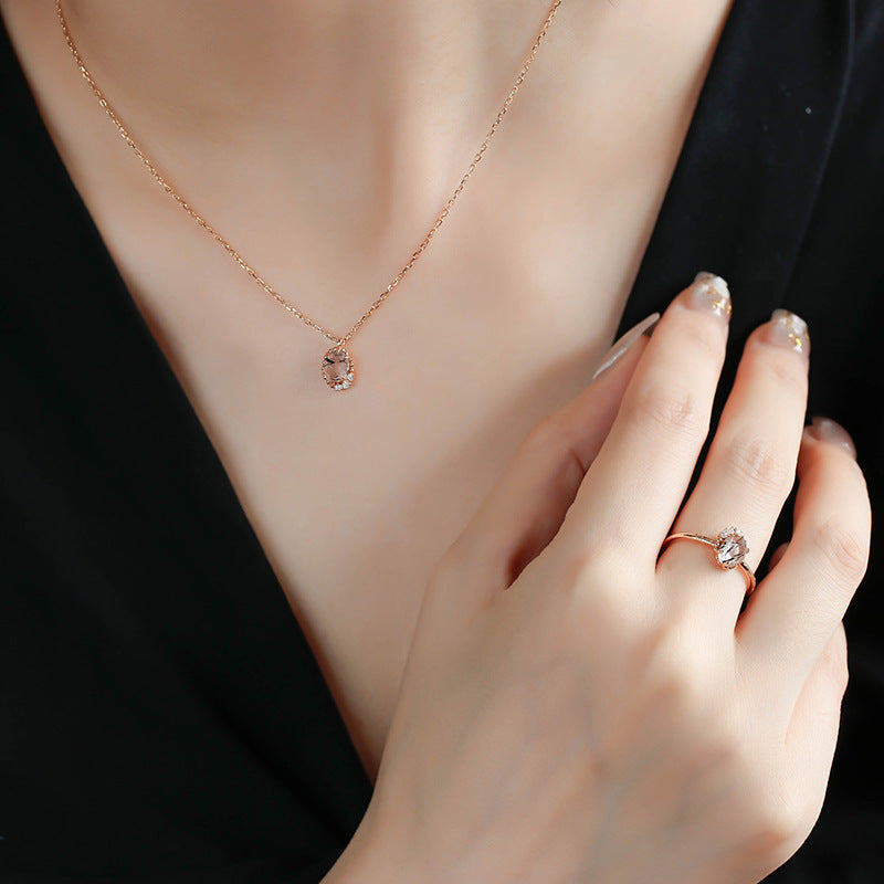 Melora - Oval Cut Black Rutilated Quartz Vintage Necklace
