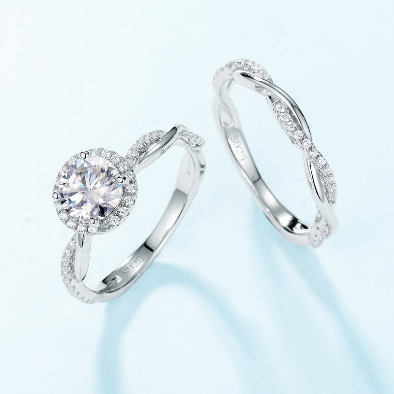Round Cut Moissanite Ocean Spell Collection Ring Set