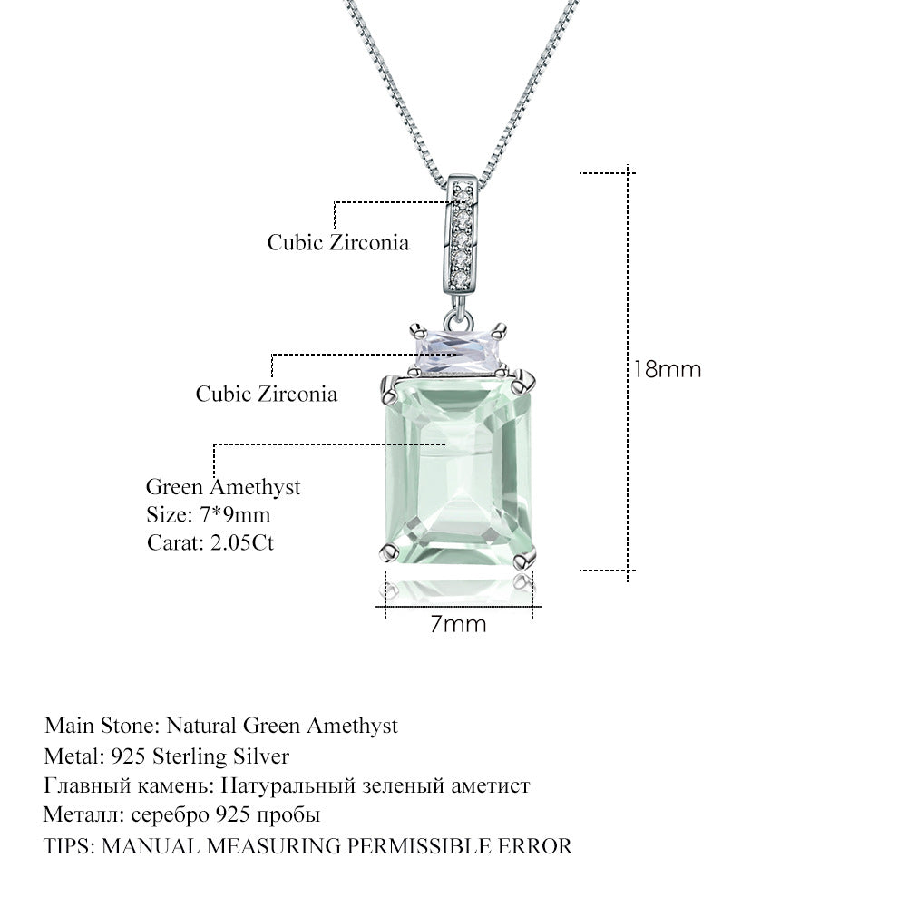AquaCrest- Emerald Cut Natural Green Amethyst Minimalist Classic Necklace