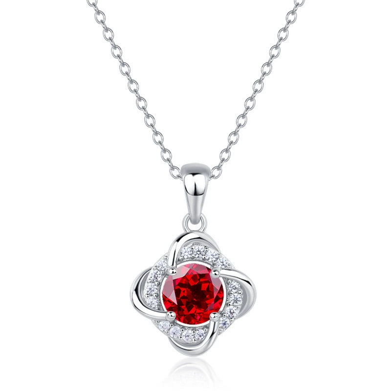 Seraphine Round Cut Ruby Classic Necklace