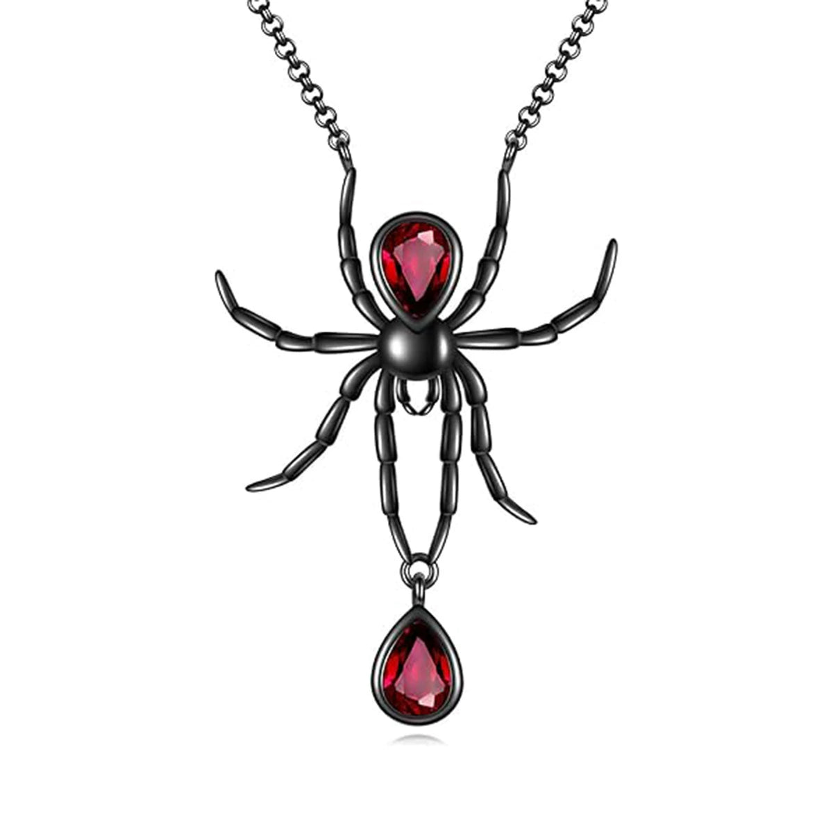 Pear Cut Onyx Dark Aesthetics Black Spider  With Zircon Unique Gothic Design Pendant