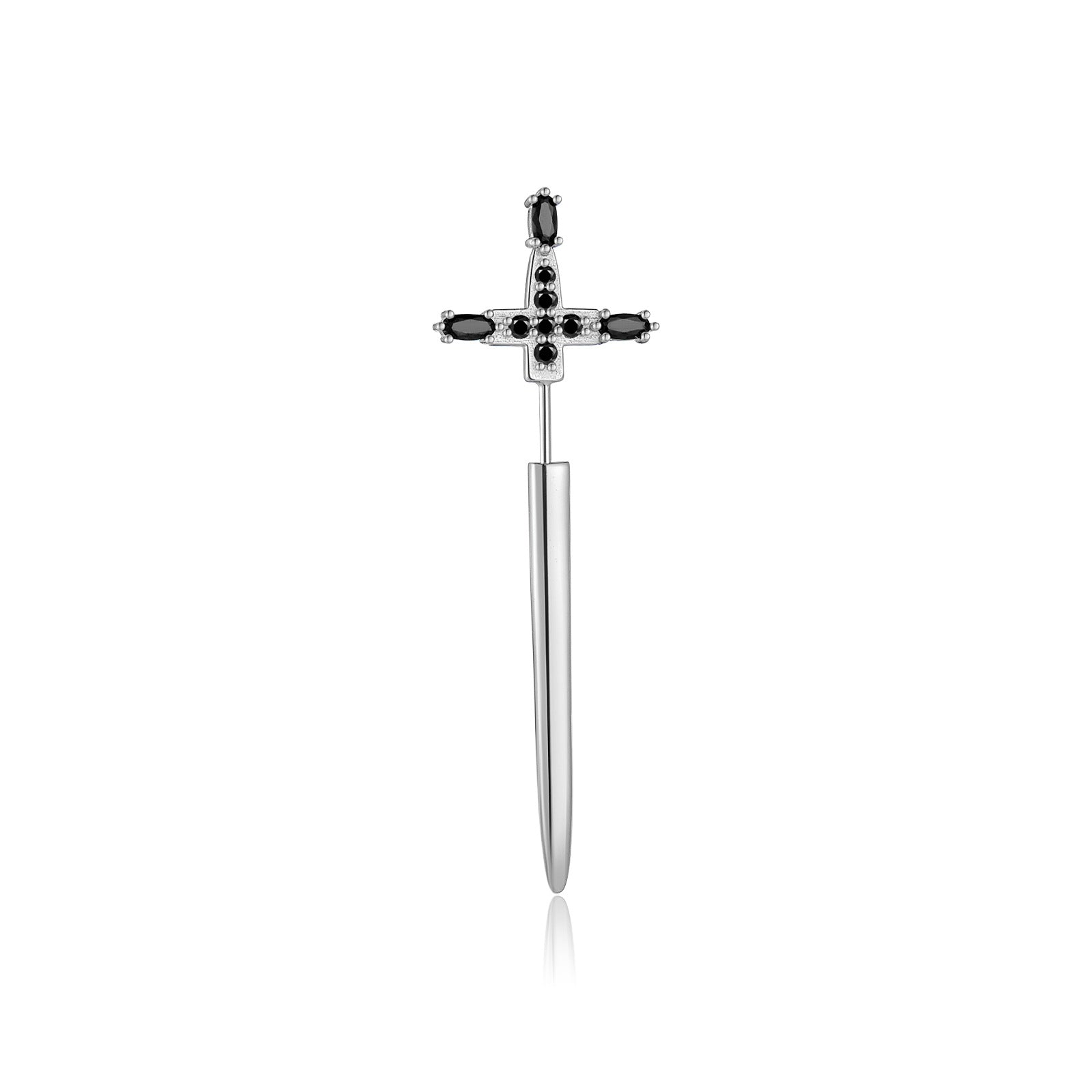 Gothic Black Cubic Zirconia Sword/Dagger Earrings Unique Front Back Earrings 1 pc