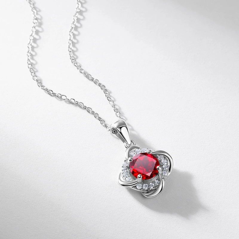 Seraphine Round Cut Ruby Classic Necklace