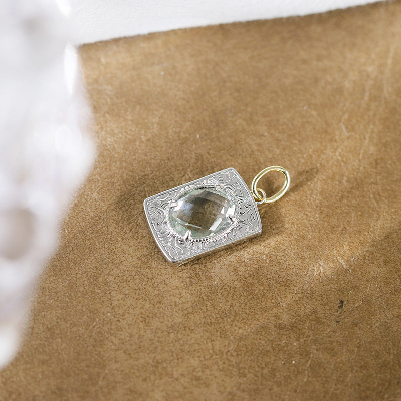 LunaTear - Oval Cut Natural Green Amethyst Victorian Vintage Necklace