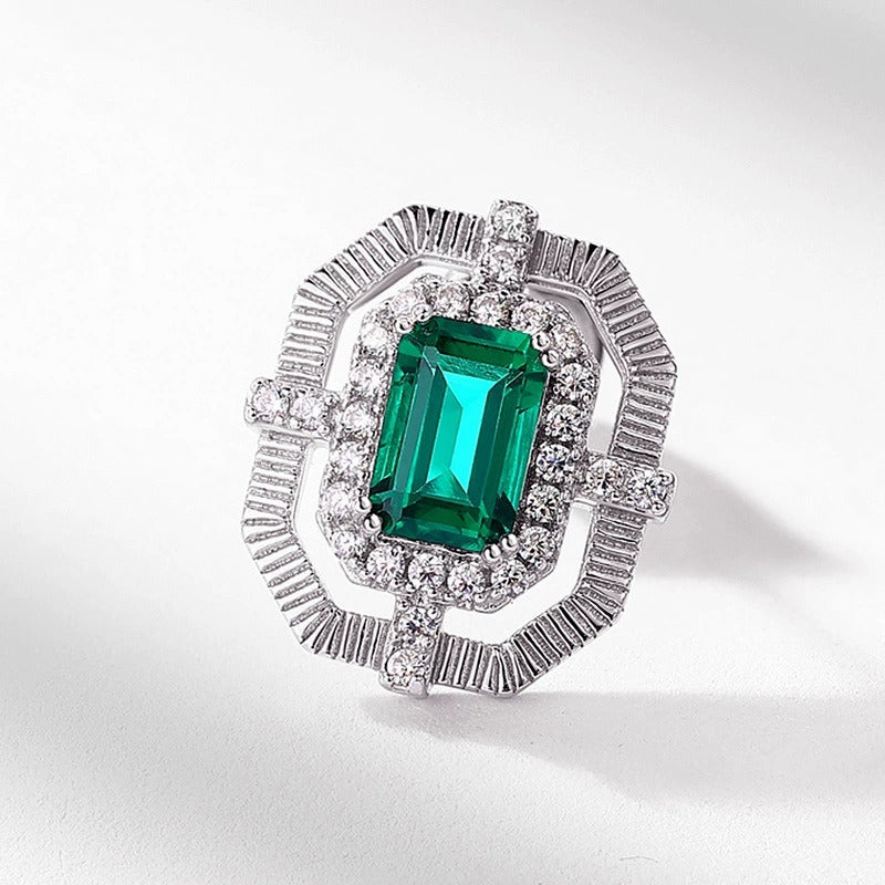 Emerald Cut Lab Emerald Vintage Stud Earrings