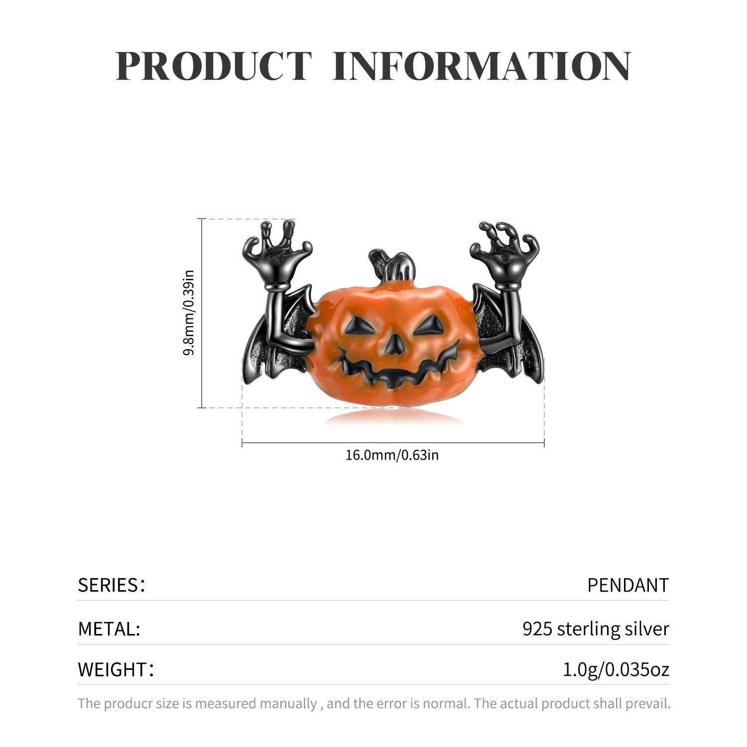 Halloween Bat Pumpkin Design Unique Gothic Pendant