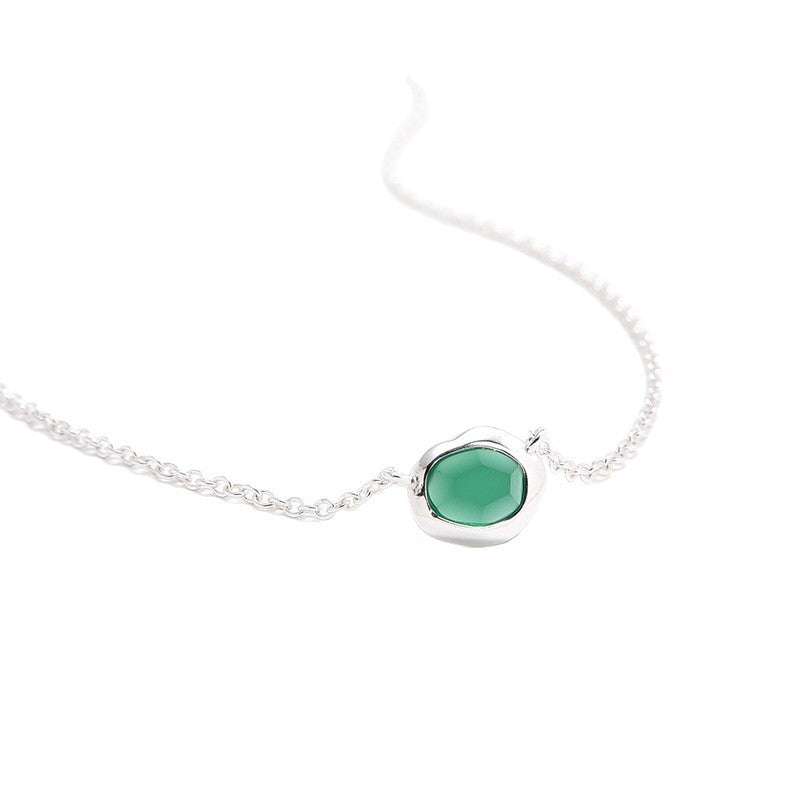 Elysian - Green Agate Minimalist Classic Necklace