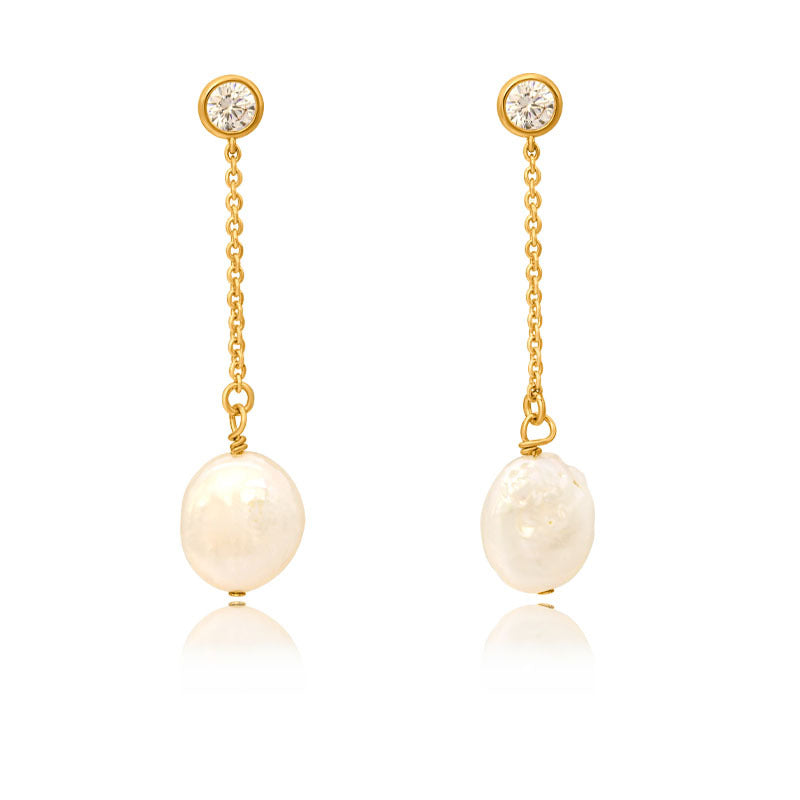 Natural Baroque Chain Drop Dangle Classic Stud Earrings Wedding Earrings