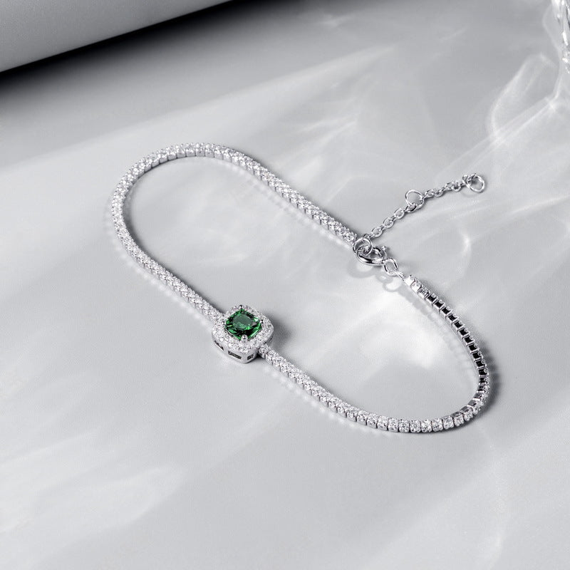 "Jade Serenity" - Cushion Cut Emerald Classic Bracelet