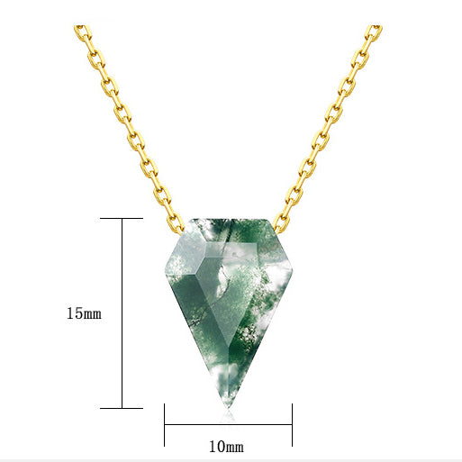 'Nature’s Aegis' Shield Shaped Solitaire Moss Agate Pendant