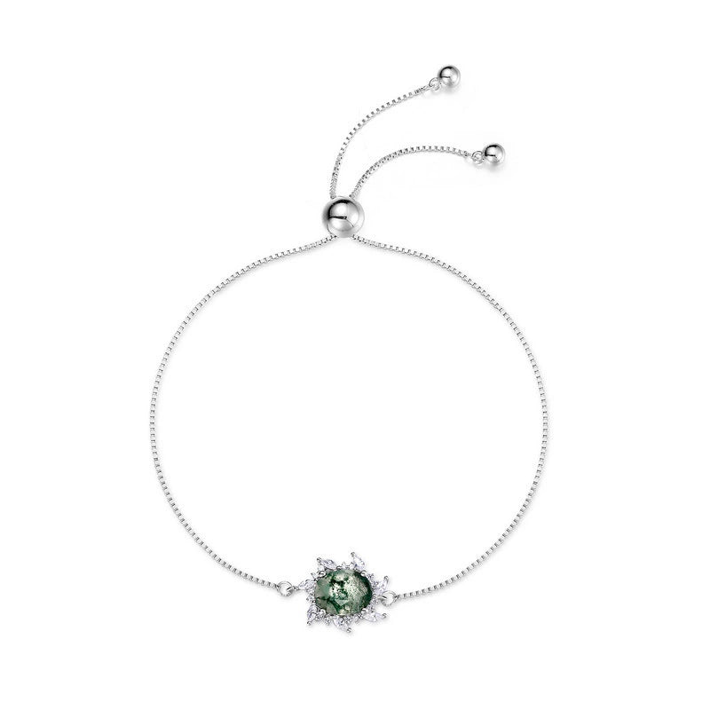 "Aven" - Oval Cut Moss Agate Nature Bracelet