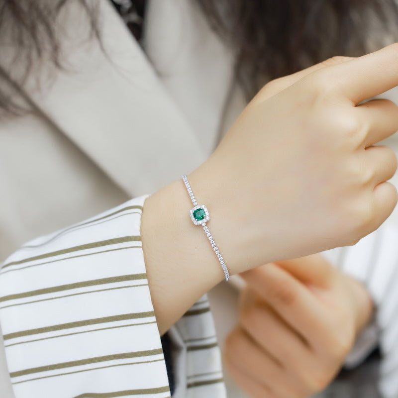"Jade Serenity" - Cushion Cut Emerald Classic Bracelet