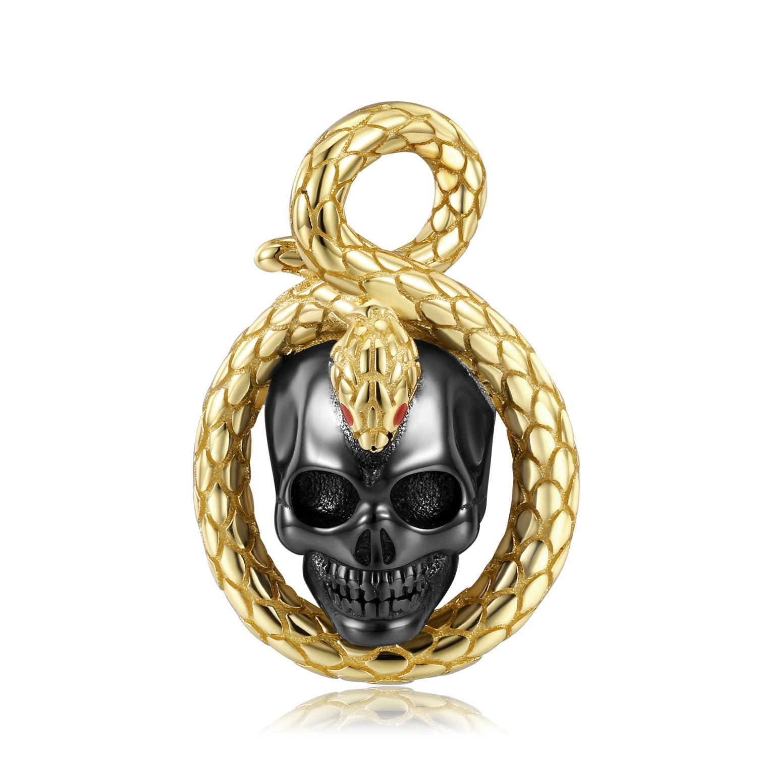 Onyx Dark Aesthetics Headed Skull and Snake Unique Gothic Design Pendant