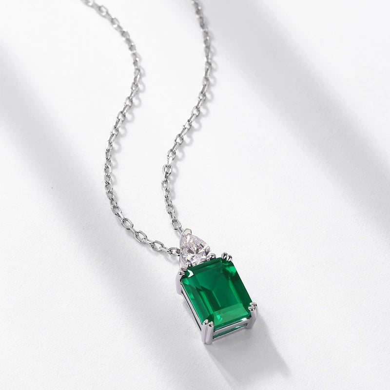 Eleanor- Emerald Cut Emerald Classic Necklace