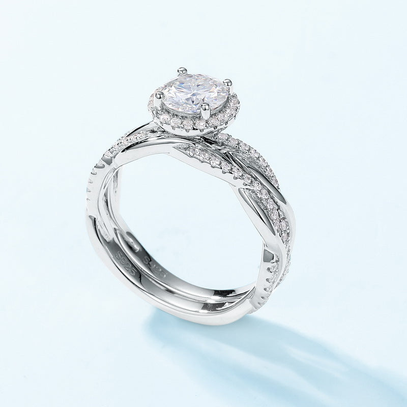 Round Cut Moissanite Ocean Spell Collection Ring Set