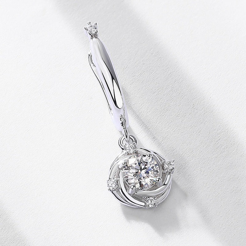 Round Cut Moissanite Nature Inspired Drop Earrings