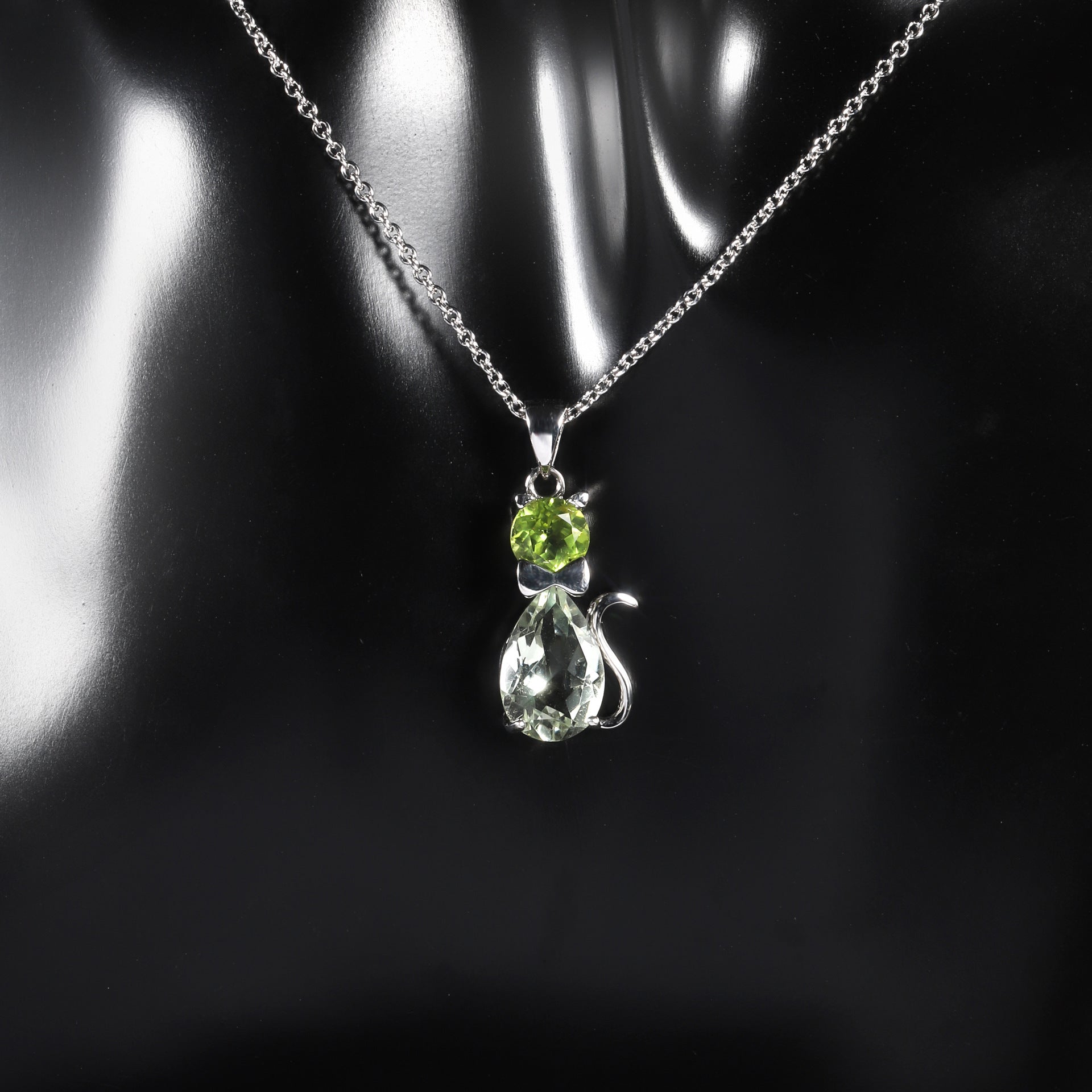 Catrine - Pear Cut Natural Green Amethyst Unique Necklace
