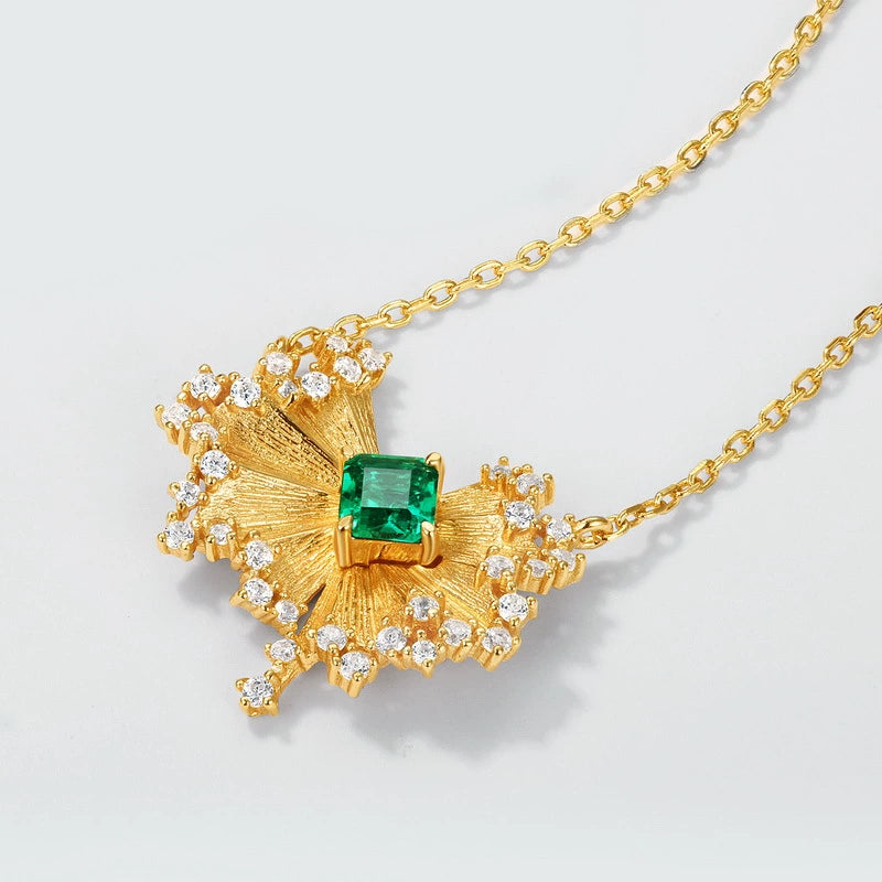 Leonard-Princess Cut Emerald Unique Necklace