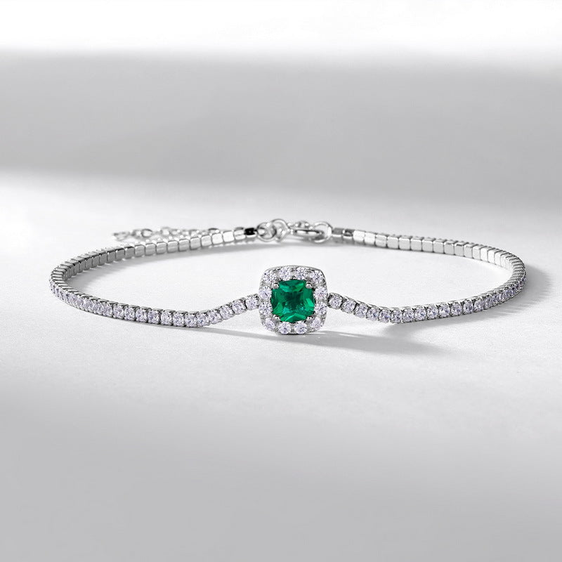 "Jade Serenity" - Cushion Cut Emerald Classic Bracelet
