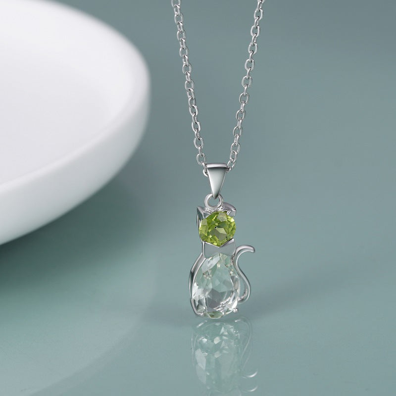 Catrine - Pear Cut Natural Green Amethyst Unique Necklace