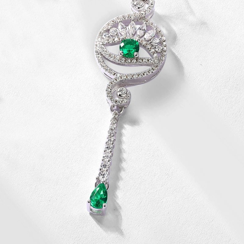Round Cut Green Zircon Unique Devil's Eye Drop Earrings