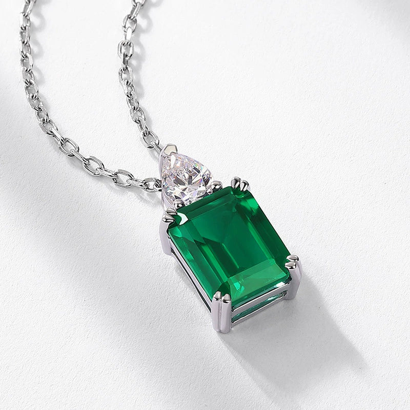 Eleanor- Emerald Cut Emerald Classic Necklace