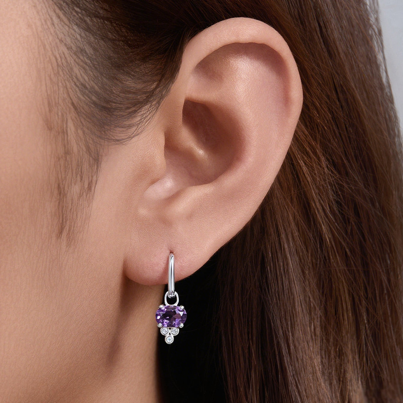 Oval Cut Amethyst Classic Minimalist Drop Earrings
