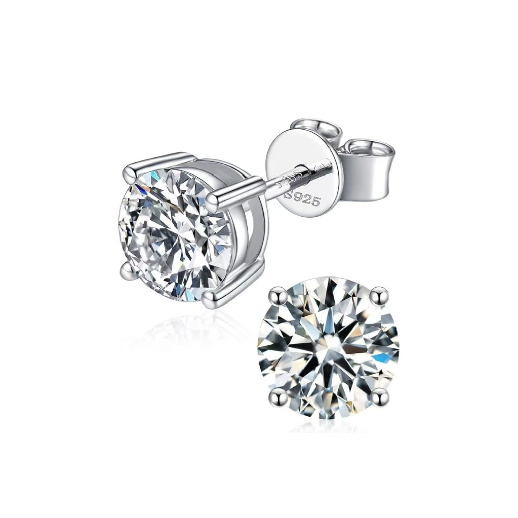 Round Cut Moissanite Classic Solitaire Stud Earrings