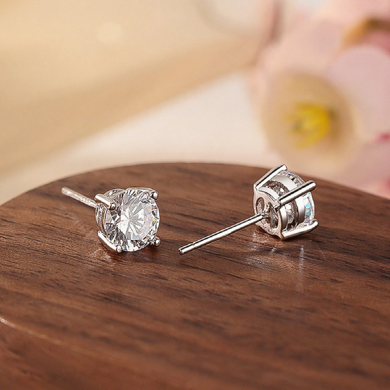 Round Cut Moissanite Classic Solitaire Stud Earrings