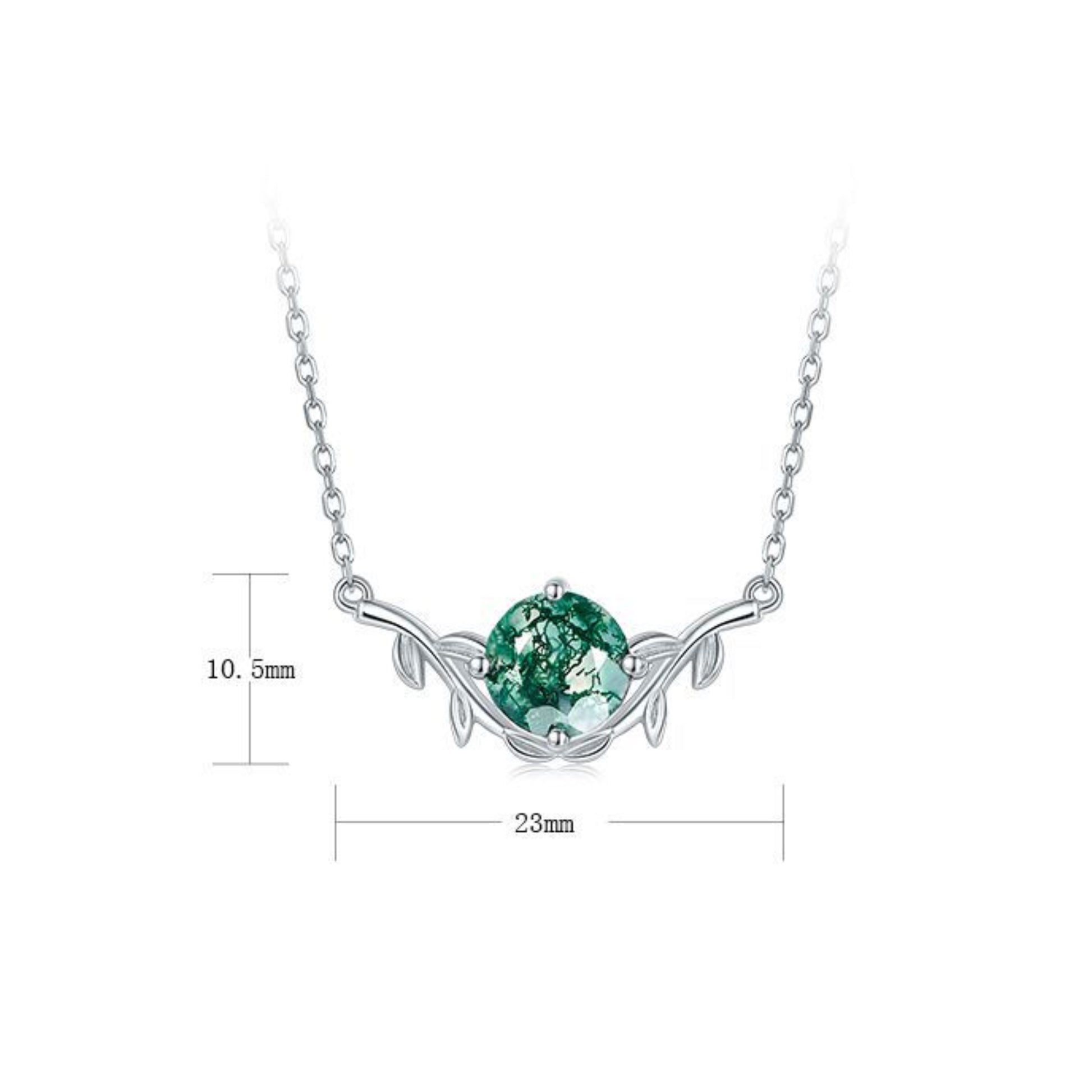 Viridis - Round Cut Moss Agate Nature Necklace