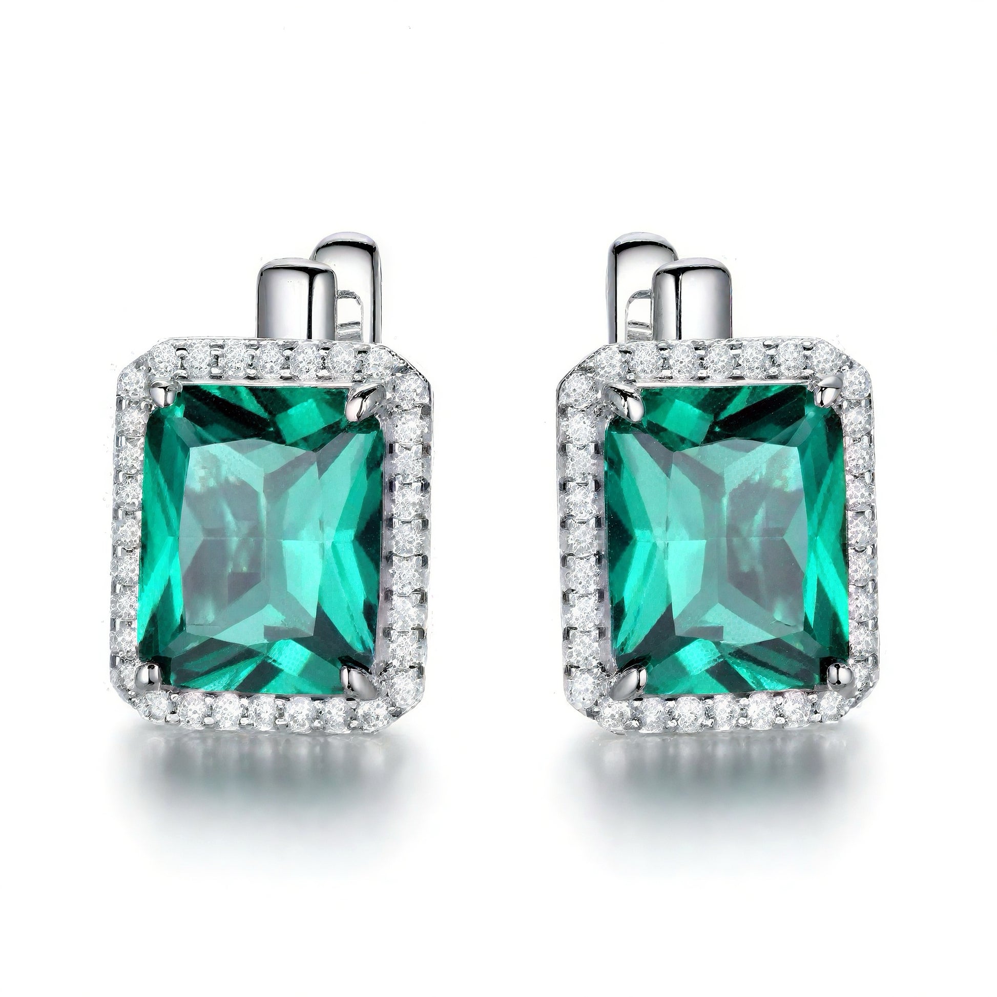 Emerald Cut Sky Blue Topaz Vintage Earrings