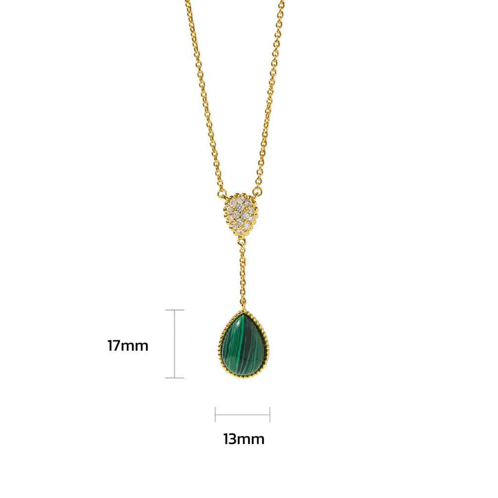 Malachitea- Pear Cut Malachite Classic Necklace
