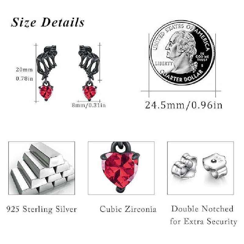 Gothic Heart Cut Cubic Zirconia Hand Skeleton Plating Unique Choices Drop Earrings