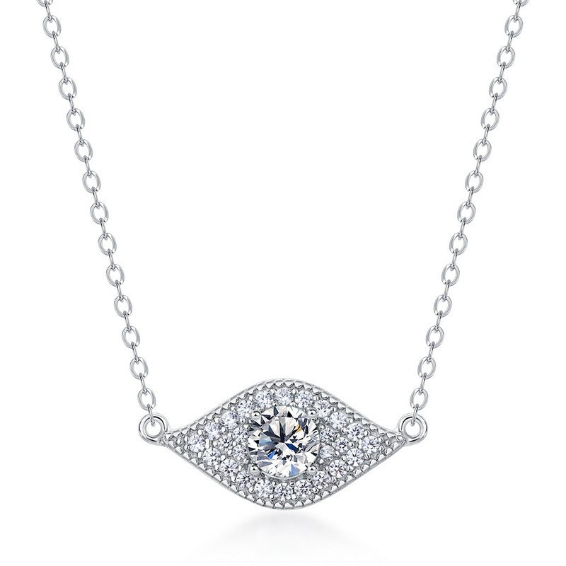 Round Cut Lab Emerald Evil Eye Shaped Necklace
