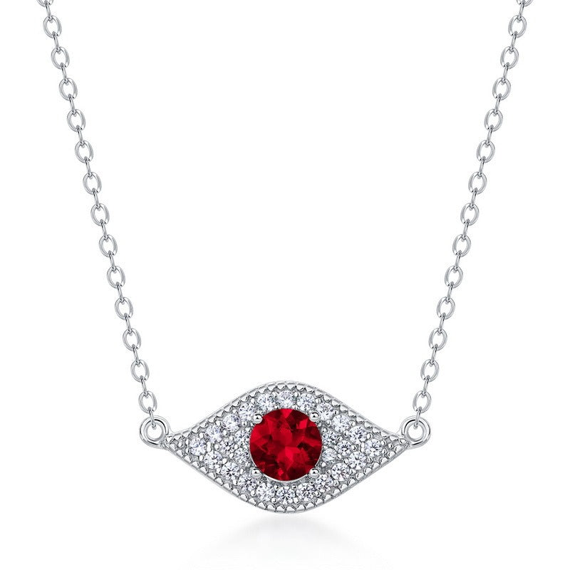 Round Cut Lab Emerald Evil Eye Shaped Necklace