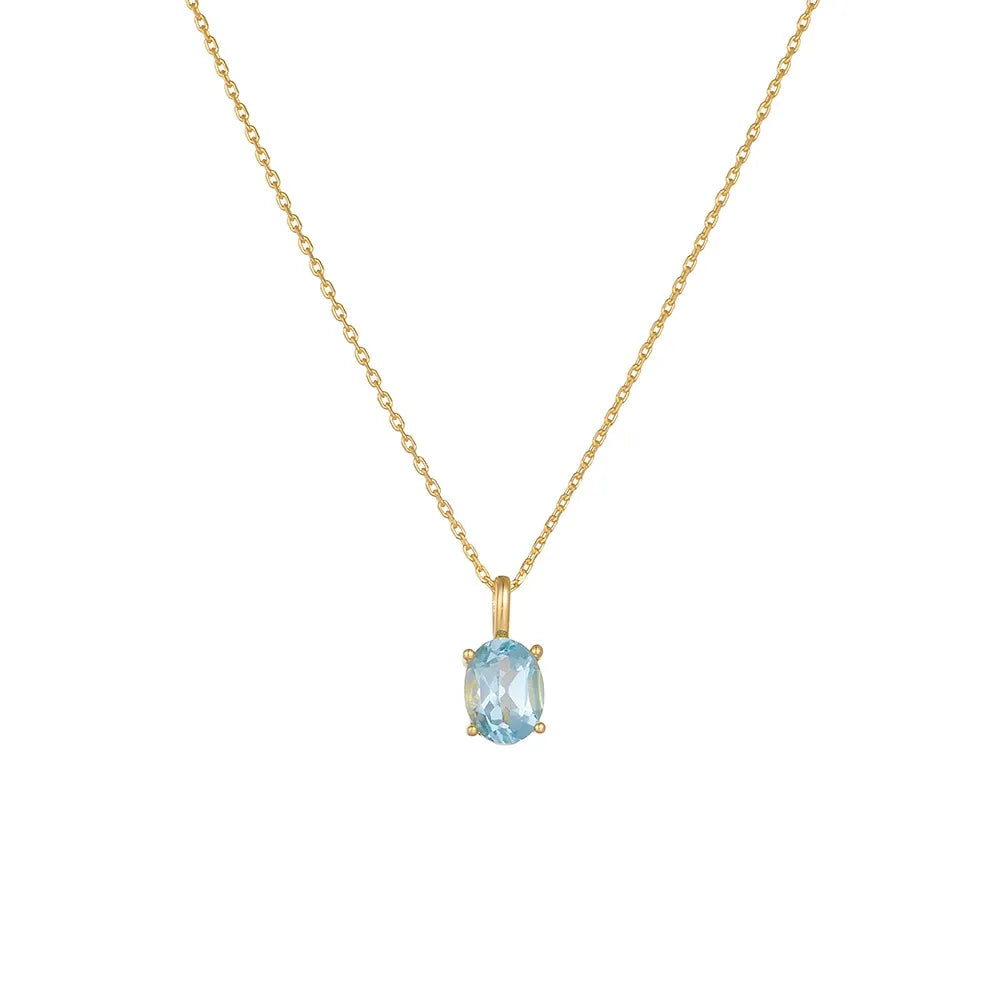 Oval Cut Topaz Classic Necklace