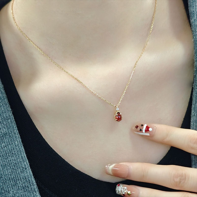 Pear Cut Garnet January Birthstone Vintage Necklace